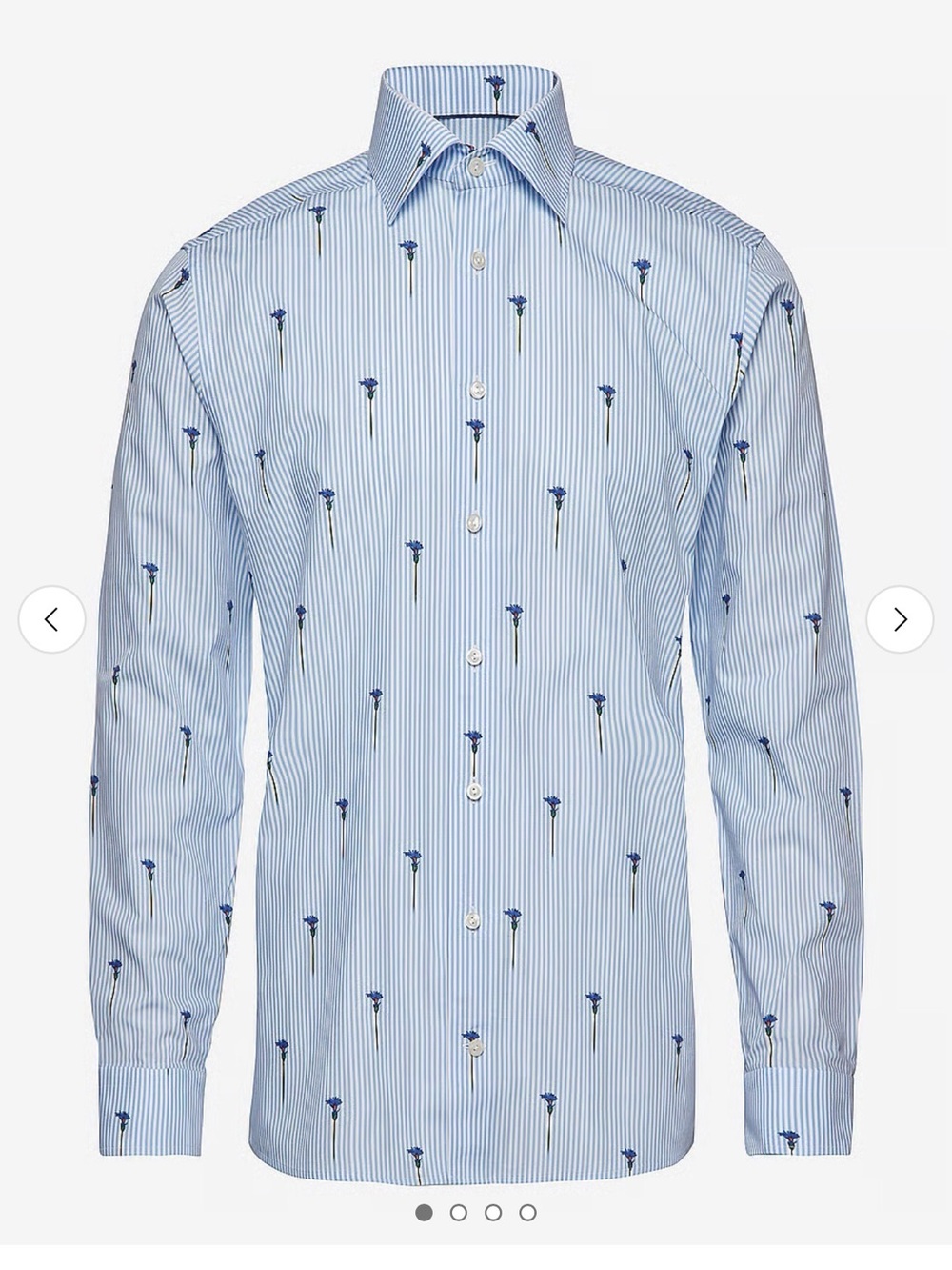 Eton Light Blue Striped Shirt with Blue Floral Motif